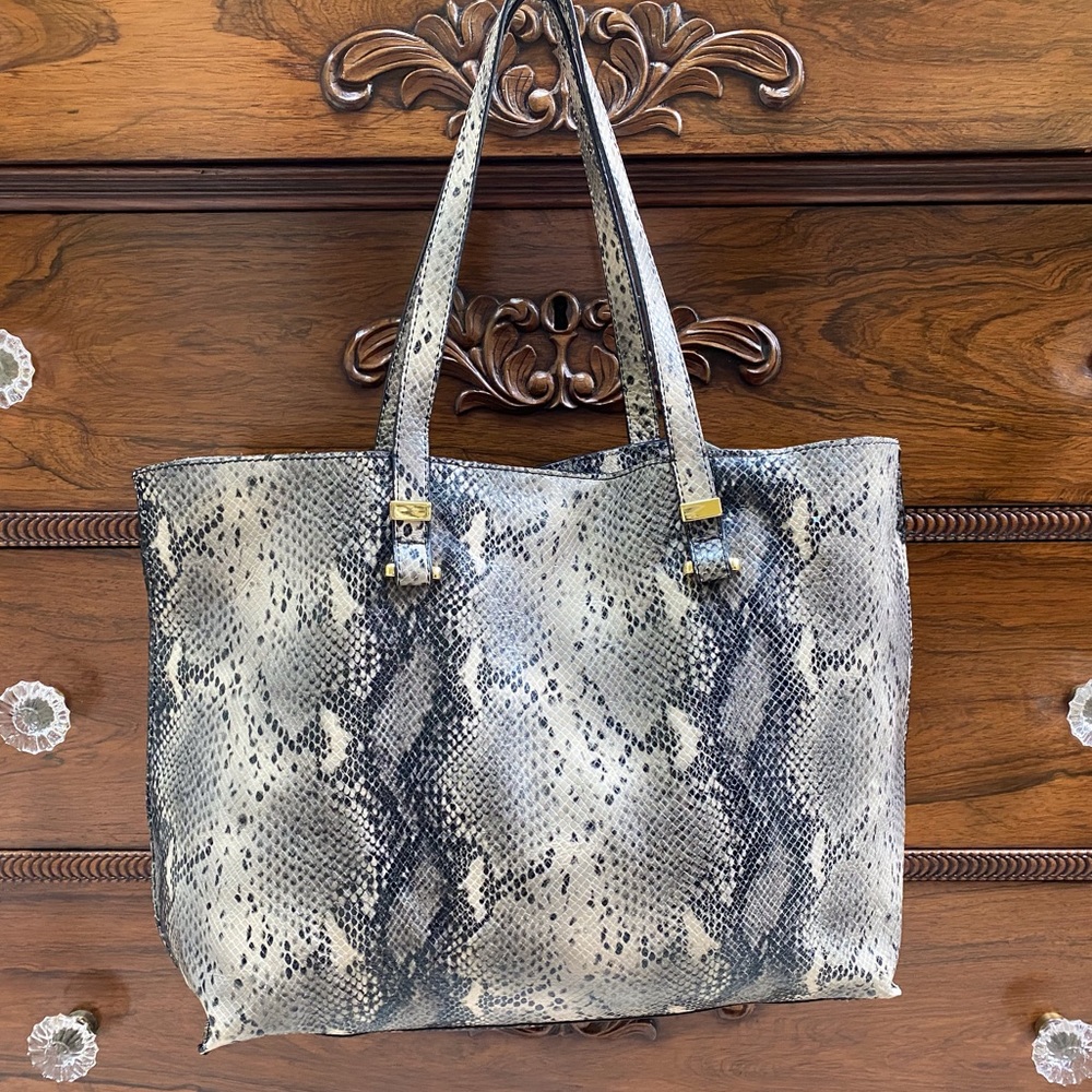 Snake Print Leather Tote